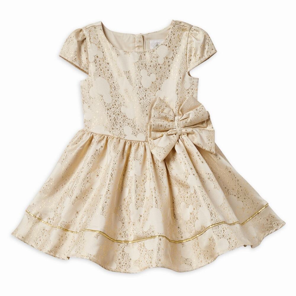 NWT Disney Mickey and Minnie Vintage Gold Holiday Christmas Dress